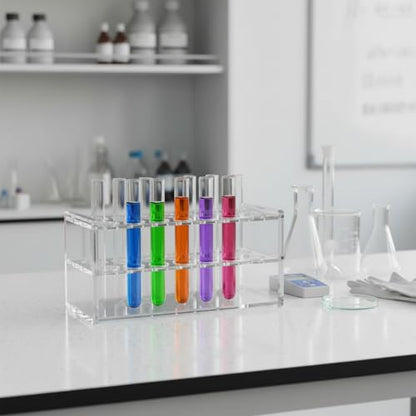 Clear Acrylic Test Tube Rack, 18-Hole 17mm Holder for 10ml 15ml Tubes - color: Clear - 18 Holes