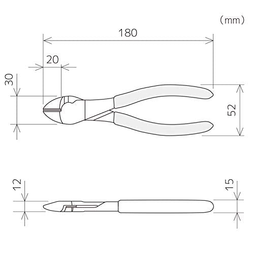 ENGINEER NK-47 Engineer Astro Nipper, Double-Edged, Rounded, Electrician, 7.1 inches (180 mm) - size: 180mm