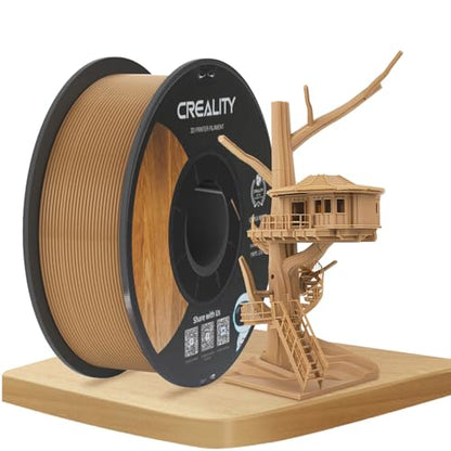 Official CREALITY Wood Filament PLA 1.75 mm, Wood 3D Printer Filament, More Than 30% Real Wood, Smooth Silk Texture, Toughness, 1kg(2.2lbs)/Spool 3D Printing Filament, for All FDM 3D Printers - color: Wood