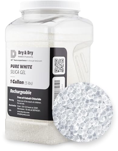 Dry & Dry [5 LBS] Pure & Safe White Silica Gel Beads(Industry Standard 3-5 mm)- Rechargeable Silica Beads, Silica Gel, Moisture Absorbers for 3D Printer Filament - color: White, size: 5 lbs