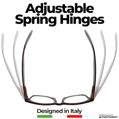 grinderPUNCH Reading Glasses for Men Readers High Power Strong 1.0 to 6.0 - color: 2 Pack Tortoise