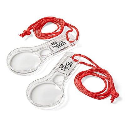 hand2mind Hand Lens with Lanyard, 3X and 6X Magnifier for Home, Classroom, Indoor and Outdoor Use (Pack of 10)