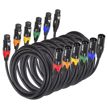 XLR Microphone Cables 1 ft Short 6 Packs -Premium XLR Jumper Cords - size: 6-Pack 1ft