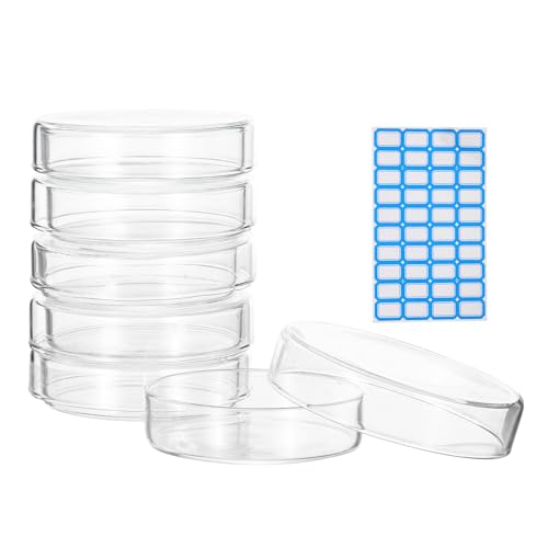 PATIKIL 5Pcs Glass Petri Dish w/Lid, 75mm H Autoclavable Culture Dishes - size: 75 mm