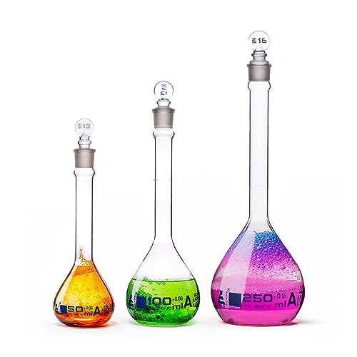 Graduated Cylinder & Volumetric Flask Set, Class A Borosilicate, 6 Pc