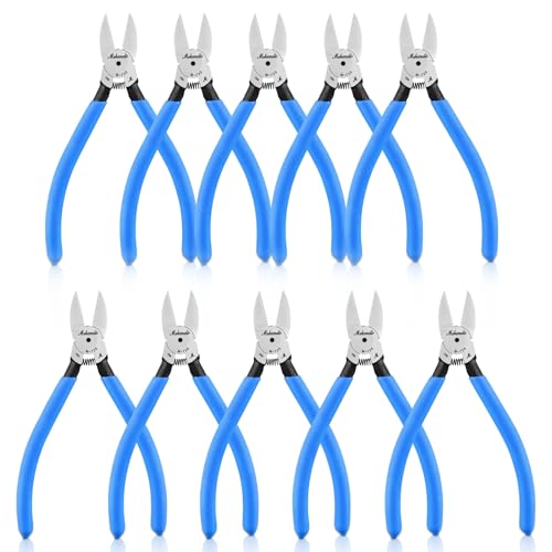 Wire Cutters Flush Cutters for Jewelry Making, Ultra-Sharp Side Cutters, CR-V Diagonal Cutters for Crafting, Flush Cut Pliers for Soft Copper Wire, Floral, Circuit Board (6" 10Pack) - size: 6" 10Pack