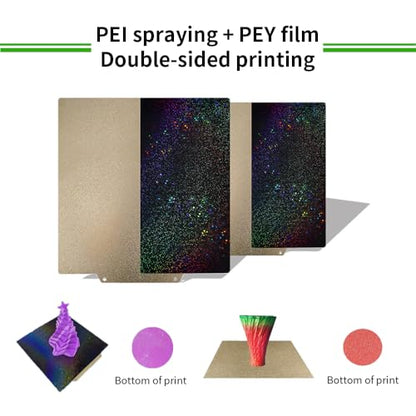 BORDSTRACT Double-Sided Build Plate, PEI Spray Texture + PEY Smooth Film Spring Steel Flexible Plate 310x310mm Without Soft Magnetic Base for Most Models of 3D Printer Platforms - style: PEI spray + PEY film 310*310mm