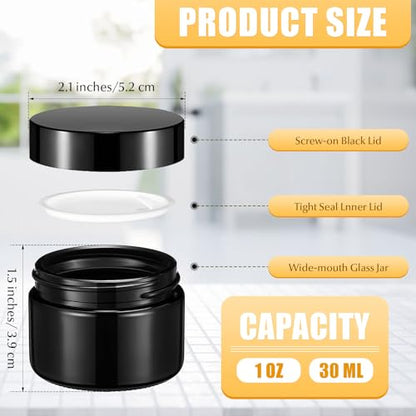 Domensi 100 Pcs 1oz Glass Jars Bulk, Black, Black Lid, Plastic Lid - color: Black,Black, size: Plastic Lid