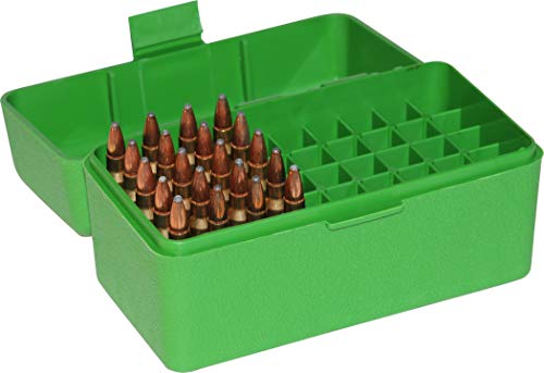 MTM RS-50-10 50 Round Flip-Top Rifle Ammo Box .222 to .222 Mag, USA Made, Green - color: Green