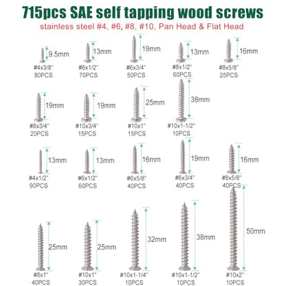 Twidec/2002PCS 304 SS Nuts And Bolts Assortment Kit And Self TappingScrew - color: Silver SS 2002PCS#4#6#8#10#1/4#3/8#5/16M3M4M5M6M8