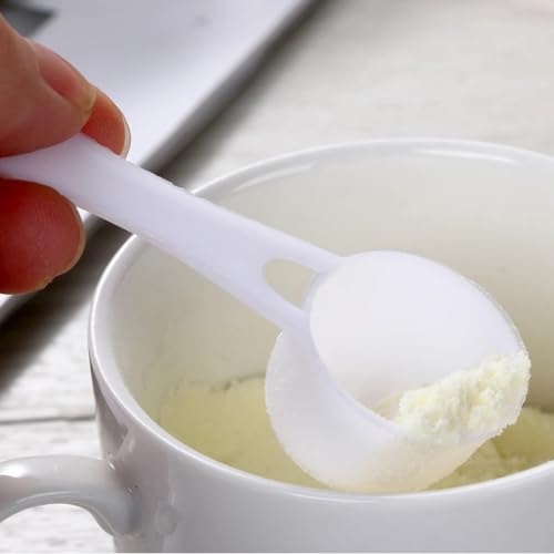 Small Scoop Measuring Spoon,Set of 10,Short Handle Spoons for Spices Jar Powder Bags Dry Goods,Home and Lab Supplies (10, 5g), White
