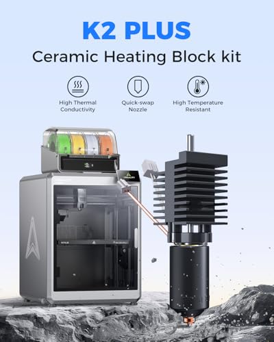 Creality Official K2 Plus Ceramic Heating Block Kit, Unicorn Quick Swap Nozzle Kit, High Temperature Resistant, All-Metal Integrated Design Kit for K2 Plus 3D Printer - style: Hotend