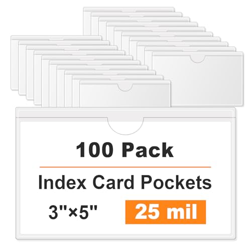 TOTiyea Clear Adhesive Pockets 100 Pack 3"×5",Strong Adhesive Backing - size: 3'' x 5'', style: 100 Pack