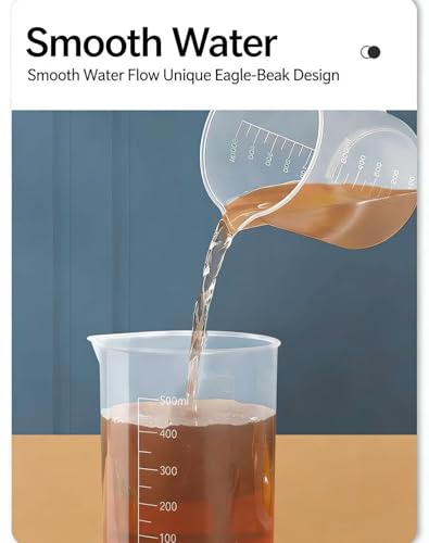 100ml & 50ml Plastic Graduated Beaker, 3 Pack Small Beaker Set - size: 3x50ml & 3x100ml