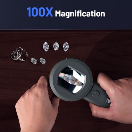 TOMLOV P10 Microscope for Adults Kids, Handheld Coin Magnifier with Light - color: Black
