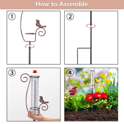 Rain Gauge Outdoor, 7 Inch Rain Gauges for Measuring Precipitation - color: Iron Bird