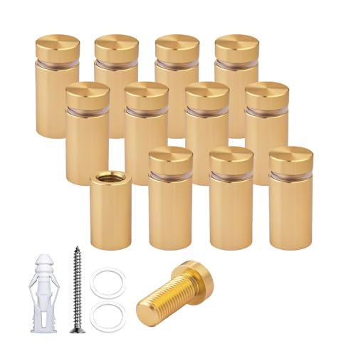 Pack of 12 Aluminum Standoff Screws Wall Sign Standoff Mounting Hardware Standoff Mounts for Acrylic Picture Frame (12, Champagne, 1/2" x 3/4") - color: Champagne, size: 1/2" x 3/4"