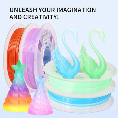 RAMBERY Clear Rainbow PLA Filament Bundle 1.75mm, Crystal Transparent PLA 3D Printer Filament, Dimensional Accuracy +/- 0.02 mm, 250X4 Spools - color: Crystal Rainbow 02