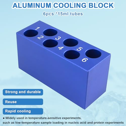 Aluminum Cooling Block - PCR Tubes Cooler, 6 Wells 15ml Centrifuge Tubes, Pack of One - size: 15mL 6 well