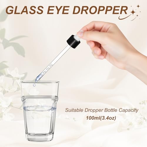 PATIKIL Glass Eye Dropper w/Measurement mark for 3.4oz Glass Bottles 10Pcs - color: White/Black Top, size: 3.4oz