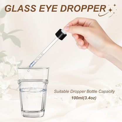 PATIKIL Glass Eye Dropper w/Measurement mark for 3.4oz Glass Bottles 10Pcs - color: White/Black Top, size: 3.4oz