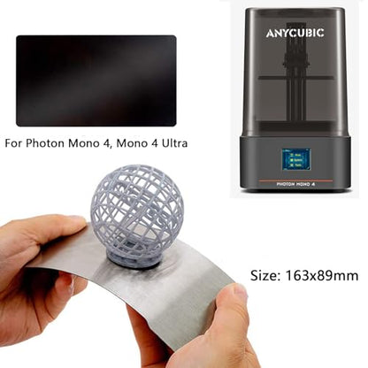 KOYOFEI 2PCS Resin 3D Printer Flex Build Plate for Anycubic Photon Mono 4, Spring Steel Flexible Plate and Magnetic Base Platform for Photon Mono 4, Mono 4 Ultra - size: Mono 4(163*89mm)