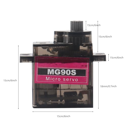 DIANN 6pcs MG90S Micro Servo 180° Servo Motor 9G Geared Micro Servo Motor for RC Robot Arm Walking Helicopter Airplane Car Boat Control with Cable M-F