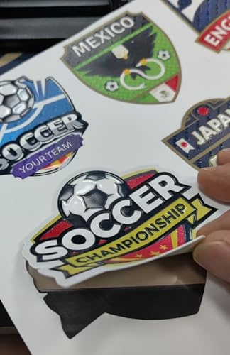 A3 11.5× 16.5Inch TPU Film 50Sheets For UV DTF Printer Or UV Flatbed Printer Printing With Heat Transfer Hot Melt Adhesive Wordcup Football Jersey Logo Patch Silicon 3D TPU UV Film White