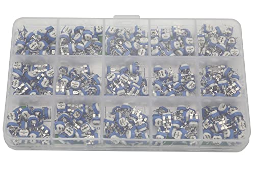 300Pcs 15 Value 100 ohm- 2M ohm Trim pots Variable Resistor 6mm Potentiometer Assortment Kit