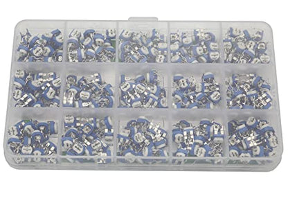 300Pcs 15 Value 100 ohm- 2M ohm Trim pots Variable Resistor 6mm Potentiometer Assortment Kit