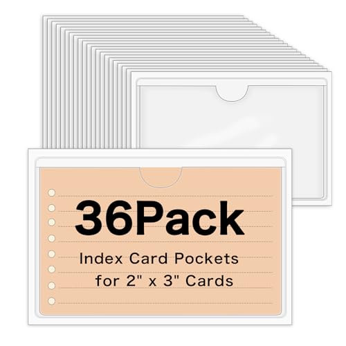 36 Pack Clear Adhesive Label Holders, 2 x 3 Inch Index Card Pockets - size: 36 Pack 2 x 3 Inches
