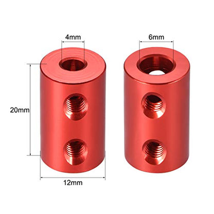 uxcell 4mm to 6mm Bore Rigid Coupling Set Screw L20XD12 Aluminum Alloy,Shaft Coupler Connector for RC Airplane Boat, Motor Accessories,Red,2pcs - size: 4mm to 6mm