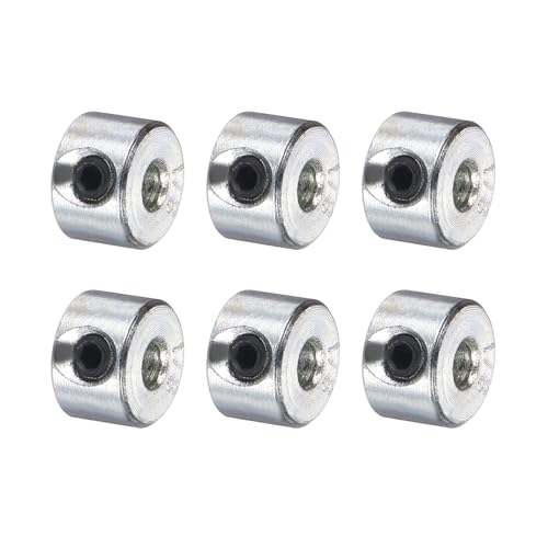 uxcell 6pcs Set Screw Collars 1/8" Bore, Zinc Plated Carbon Steel Shaft Collars, 3/8" OD, 1/4" Width Lock Axle Collar Clamp (Hollow Style, Lightweight) - size: 1/8" Borex3/8" ODx1/4" Width
