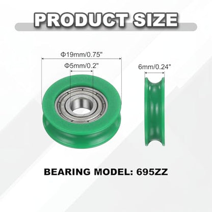 uxcell 30Pcs 695ZZ POM Pulley U-Groove Ball Bearing, 5x19x6mm, Dark Green - color: Dark Green, size: 5x19x6mm, 695ZZ