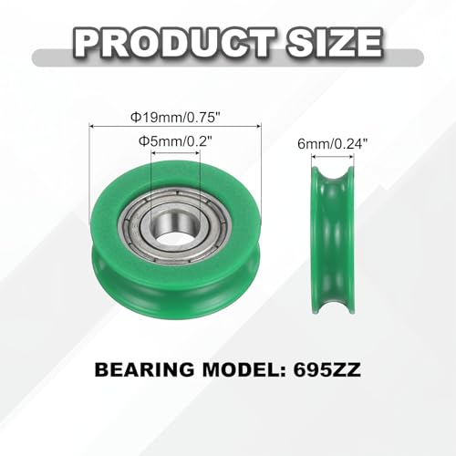 uxcell 30Pcs 695ZZ POM Pulley U-Groove Ball Bearing, 5x19x6mm, Dark Green - color: Dark Green, size: 5x19x6mm, 695ZZ