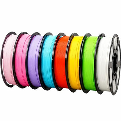 PLA Plus 3D Printer Filament 1.75mm,8 Color 8KG FDM Spool - color: Pla-(1kg*8 Plus Lakeblue+purple+pink+rosepink+white+neongreen+yellow+orange)