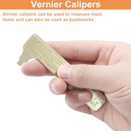 Piutouyar 80mm/3.15" Pocket Vernier Caliper Ruler, Brass, Double Scale