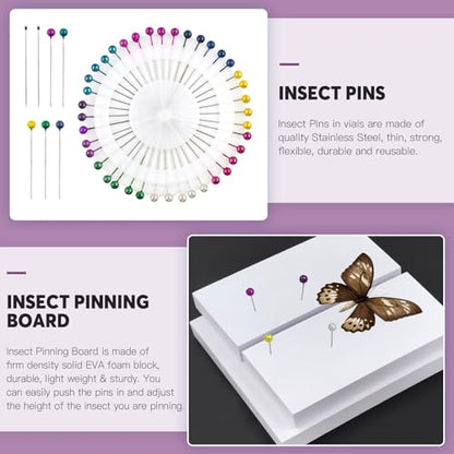 Swpeet 15Pcs Making Insect Specimen Tools Assortment Kit with Butterflies Specimen, Insect Display Case, Insect Pinning Wing Board, Scissors, Tweezer for Bug Hobbyist Biology Projects Classroom
