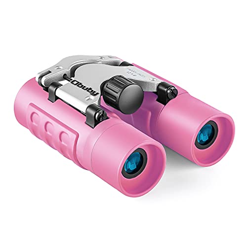 Real Binoculars for Kids Gifts for 3-12 Years Boys Girls 8x21 High-Resolution Optics Compact Toy Binocular for Bird Watching,Travel, Camping - color: Pink