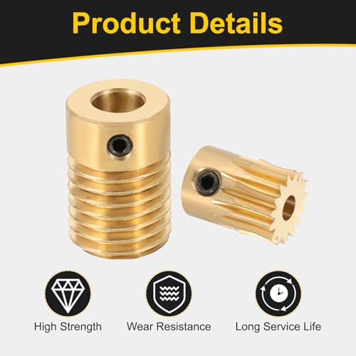 uxcell Worm Gear Set 15T 0.5 Module 15:1 Reduction Rate, Right Rotation Drive Gear Box Wheel Reduce Transmission Part (Brass Gear-3mm Bore, Brass Rod 6mm Bore) - size: Gear-3mm, Rod-6mm Bore, style: 0.5M-15T
