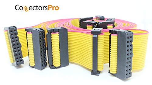 PC Accessories 20P 60cm 23" Length Yellow Flat Ribbon Cable with 2.54mm 0.1" FC 20 Pins 2x10 Female to Female Connector (20P-60cm-5PK) - size: 20P-60cm-5PK