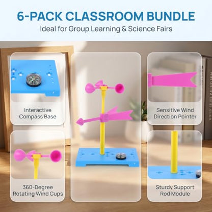 TOYANDONA 6 Sets Wind Vane Educational Toys for Kids Brain Toy Powder Anemometer Classroom Tools Weather Vane Developmental Toys Instruments Squiz Toys Manual Material Package Plastic Child