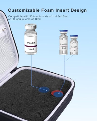 30 Slots Insulin Vial Protector Case for Diabetics Standard Insulin Vials - color: Black-30 Slots