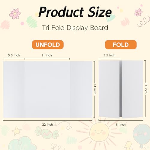4 Pack Trifold Poster Board, 14x22 White Presentation Display Board - size: 14x22, style: 4 Pack