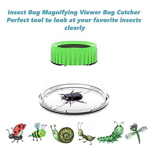 4Pack Green Bug Viewer with 5X Magnifier | Bug Jars for Kids Collecting - color: 4pack Green