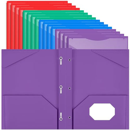 Henoyso 36 Pcs Plastic Folder with Clear Front Pocket, Multicolor - color: Multicolor