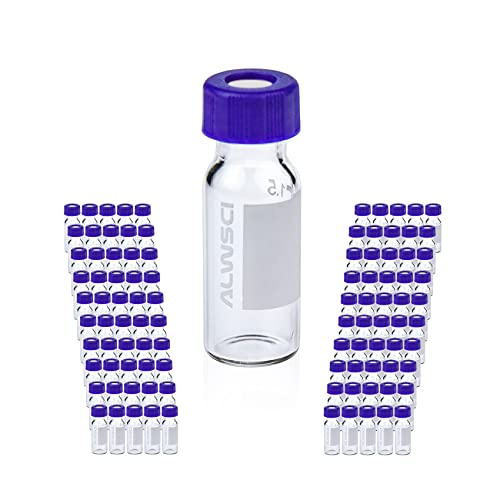 2ml Autosampler Vial, 9-425 HPLC/GC Sample Vials with Screw Caps, 100 PCS - color: Clear Vial & Red PTFE White Silicone Liner