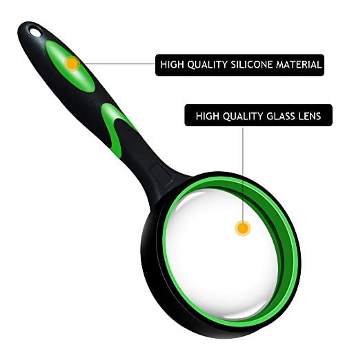 Magnifying Glass 10X Handheld Reading Magnifier Non-Scratch Glass Lens