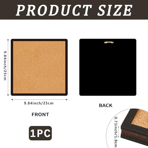 CRASPIRE Square Framed Bulletin Board 9.8 X 8 Inch Wall Mounted Pin Display Cork Boards Badge Thumbtack Wood Decorative Memory Memo Brooch Lapel Pins Pictures Storage Holder for Office Home Decor - style: Square