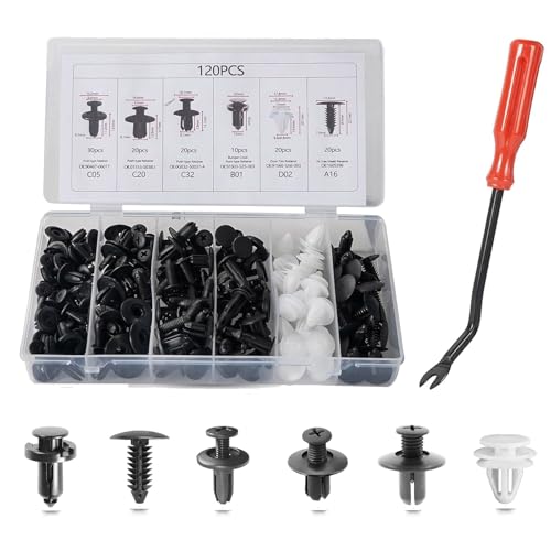 OTUAYAUTO 120PCS Nylon Push-Type Bumper Retainer Clips - size: 120Pcs 6 Sizes Clips